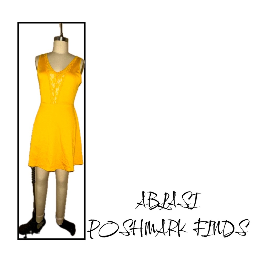 Yellow Sleeveless Dress with Lace Detail